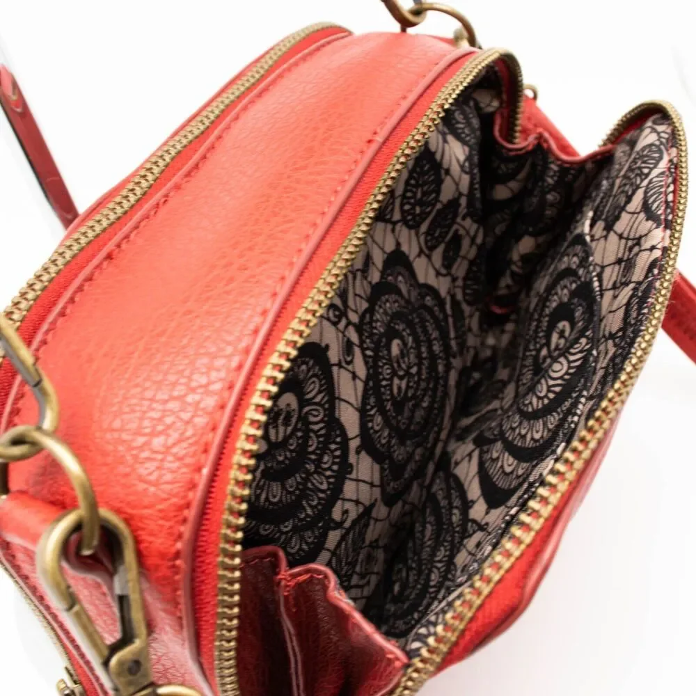 Carlos Santana CARLOS Red Faux Leather Crossbody Handbag
